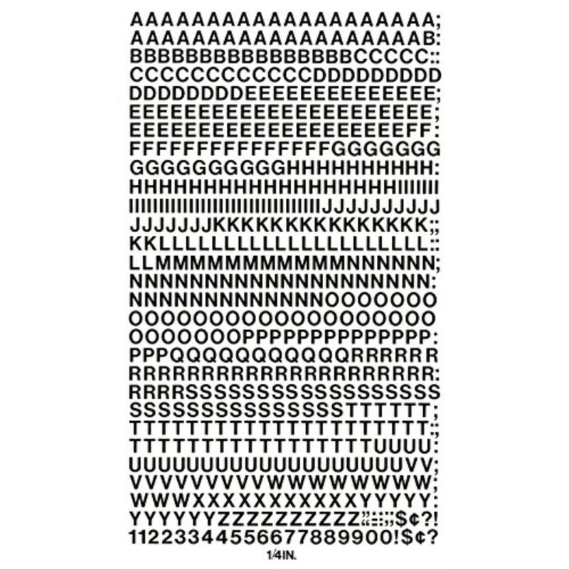 Chartpak Press-On Vinyl Letters and Numbers, Self Adhesive, Black, 0.25"h, 610/Pack - Image 2